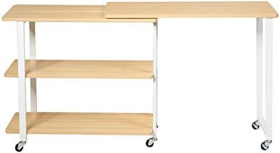 Rotating Mobile Couch Desk with 2-Tier Shelves T754