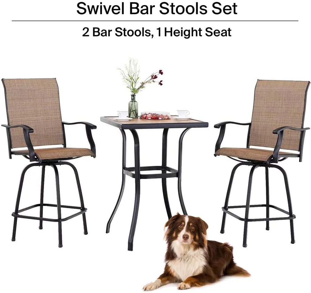 3 Piece Outdoor Cafe Furniture Set with Glass Table and 2 Chairs A369