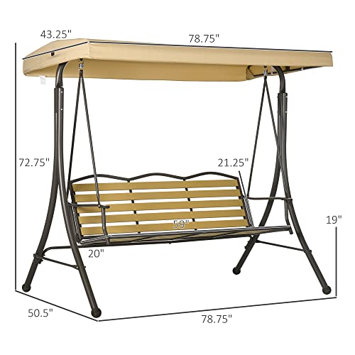 3-Seat Patio Swing Chair with Cushion and Canopy T91993