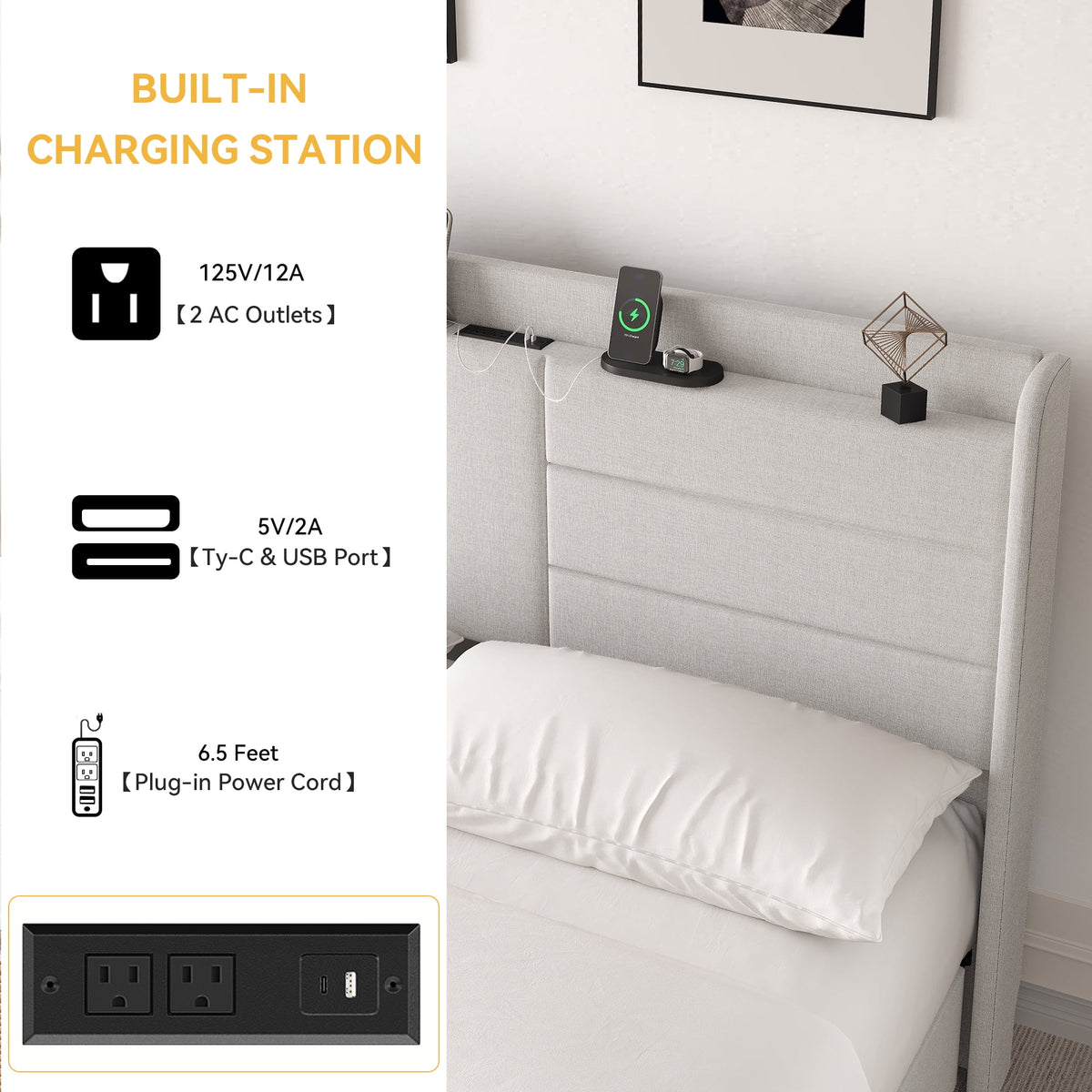 Queen Size Upholstered Platform Bed with Storage Drawers X986
