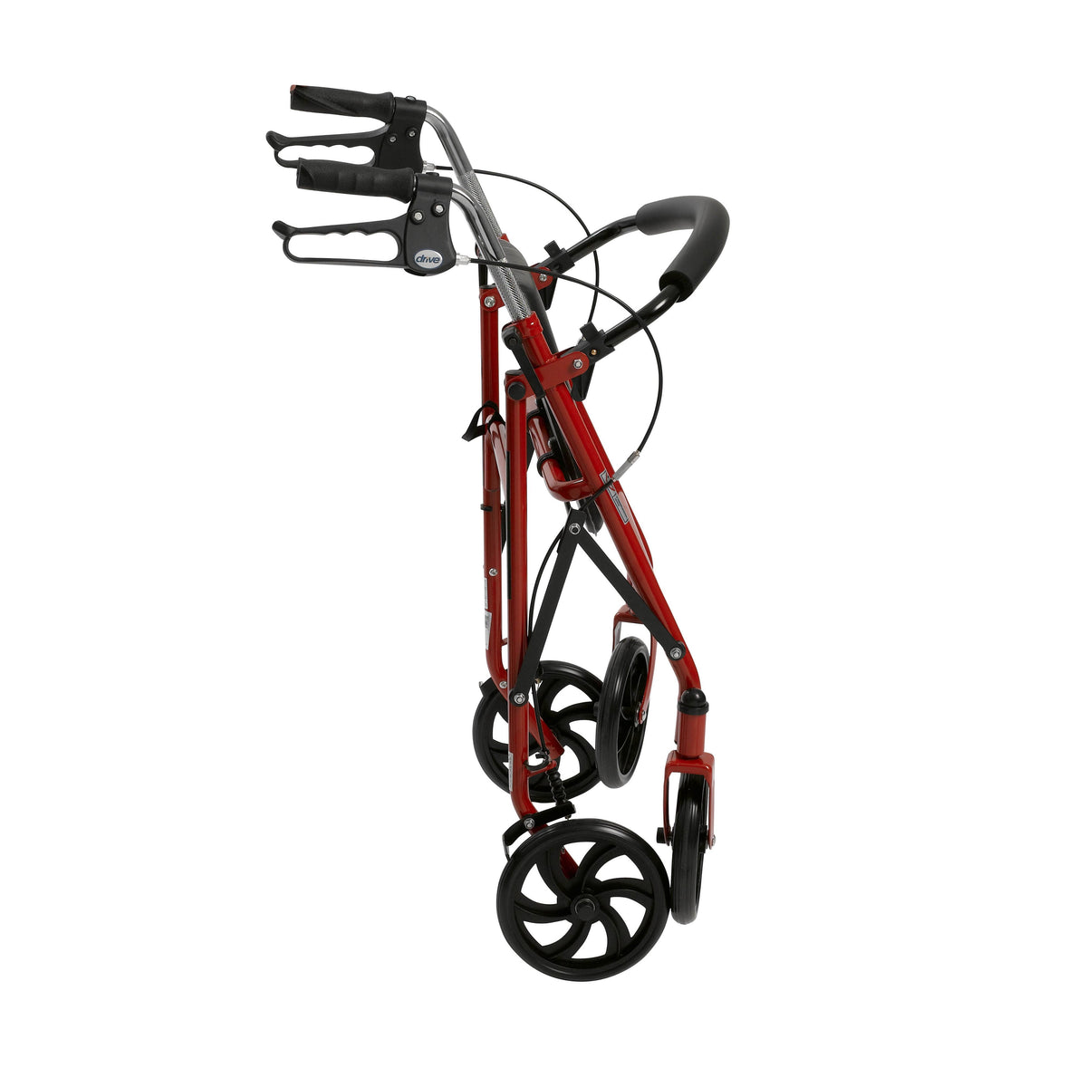 Red Four Wheel Rollator Walker with Fold Up Removable Back Support V9553