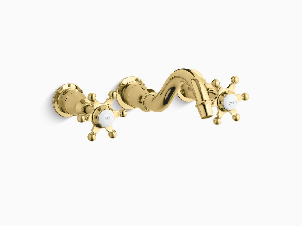 Polished Brass Wall Mount Bathroom Faucet Trim L4802