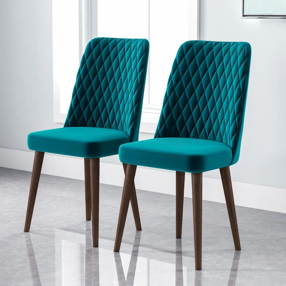 Turquoise Velvet Dining Chair (Set of 2) V376
