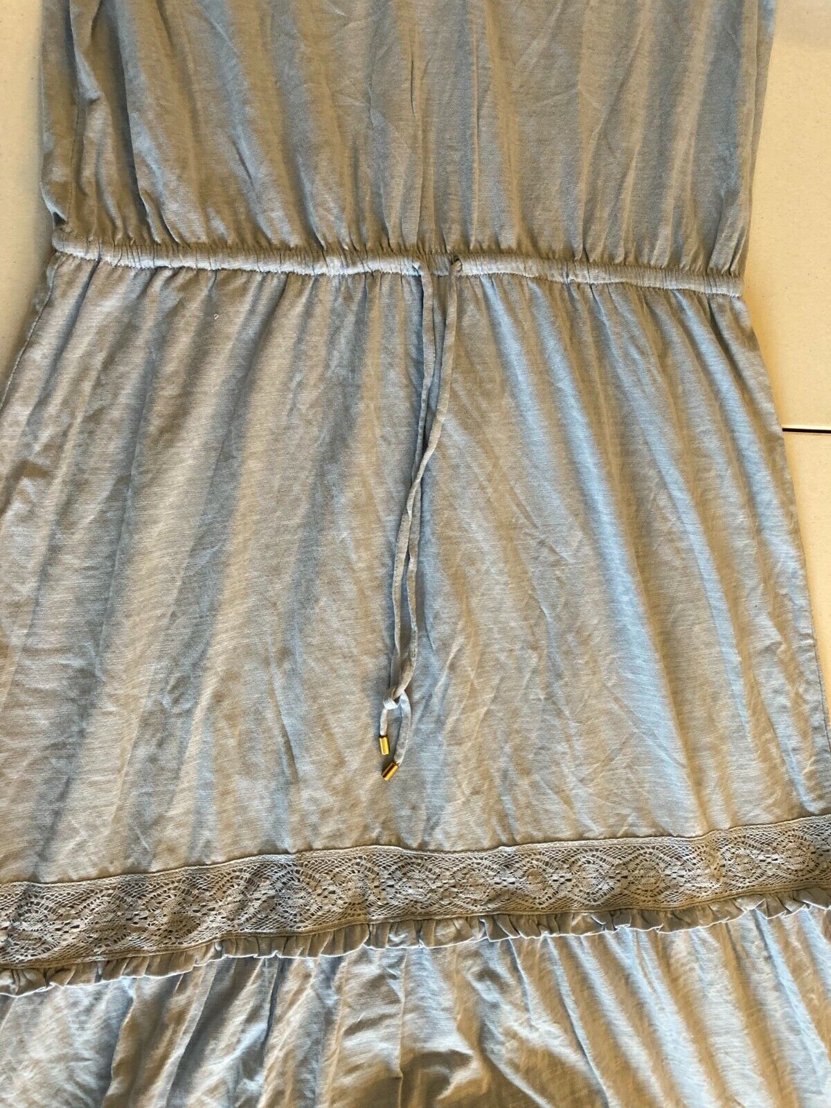 Blue Maxi Lace Trim Dress Z96795