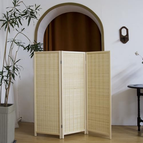 Beige 3.95 FT Tall Bamboo Folding Room Divider Z76411