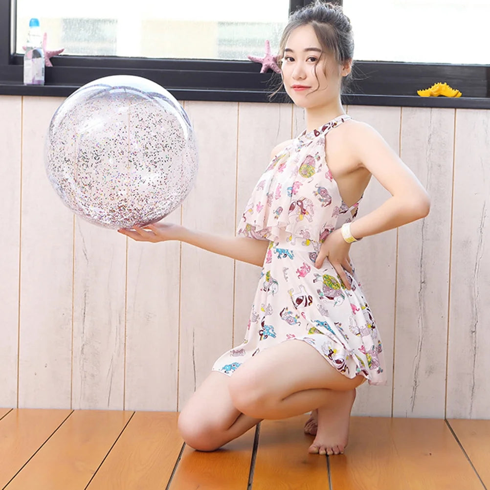 4pcs Glitter Sequin PVC Inflatable Beach Balls with Pumps F291