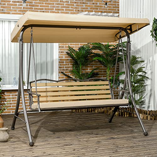 3-Seat Patio Swing Chair with Cushion and Canopy T91993