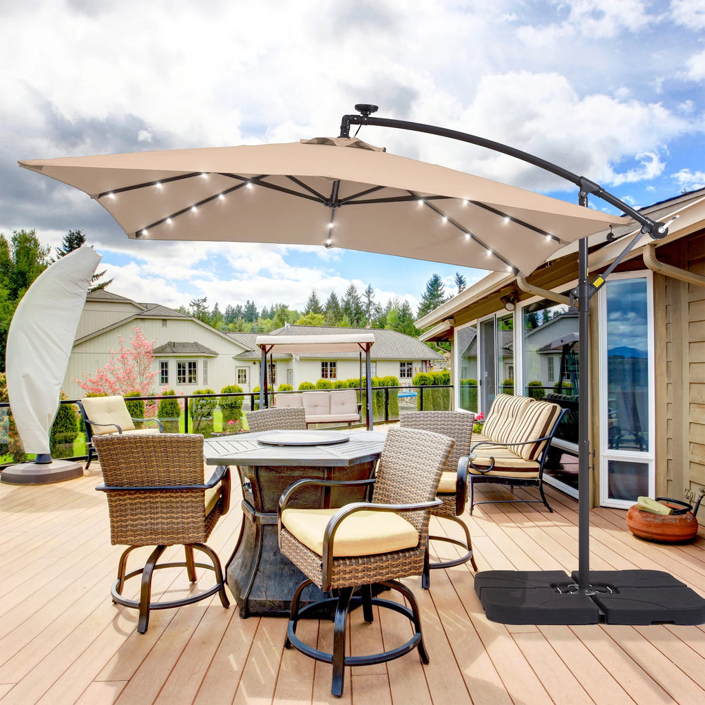 8.2 x 8.2ft LED Offset Hanging Umbrella with Base V579827