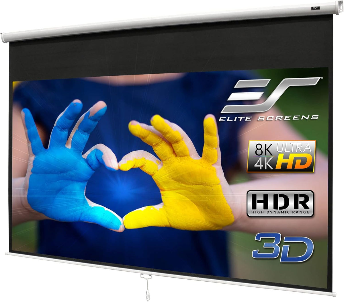 100-INCH Manual Pull Down Projector Screen 16:9 4K 8K 3D Ultra HDR HD Ready S301378