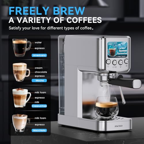 20 Bar Compact Stainless Steel Espresso Machine with Milk Frother E84144