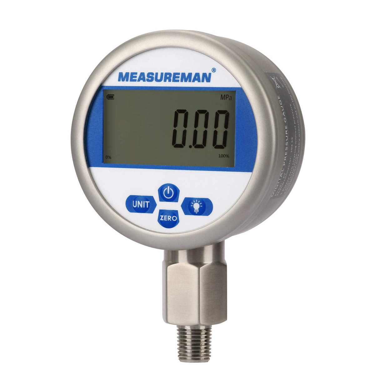 Digital Pressure Gauge 0-10000psi/bar, 1/4NPT, Stainless Steel Case R3603