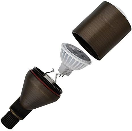 Antique Brass Finish Low Voltage Landscape Spot Light with Ground Spike, Pack of 2 Q337213