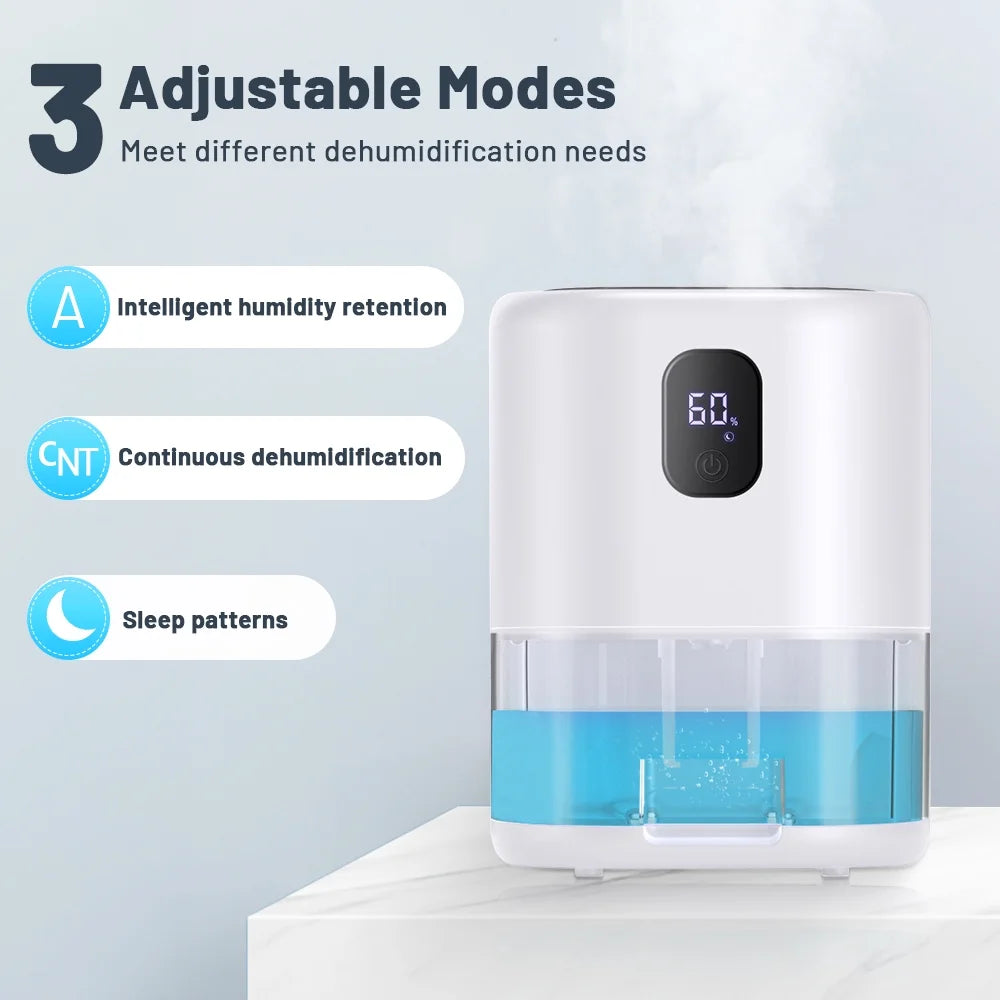 1000ml Portable Dehumidifier, Auto Defrost, Ultra Quiet, White P385634