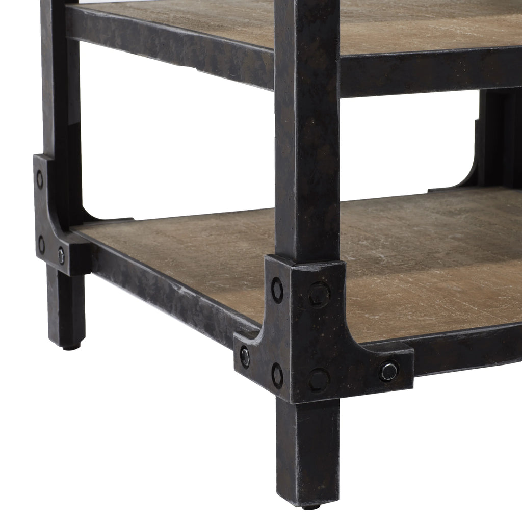 24" x 26" Brown Wood 2 Shelves Accent Table T53124