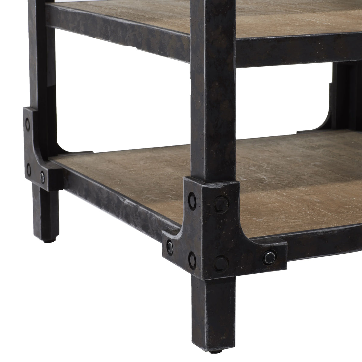 24" x 26" Brown Wood 2 Shelves Accent Table T53124