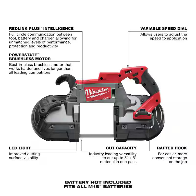 18V Lithium-Ion Brushless Cordless Deep Cut Band Saw H624725