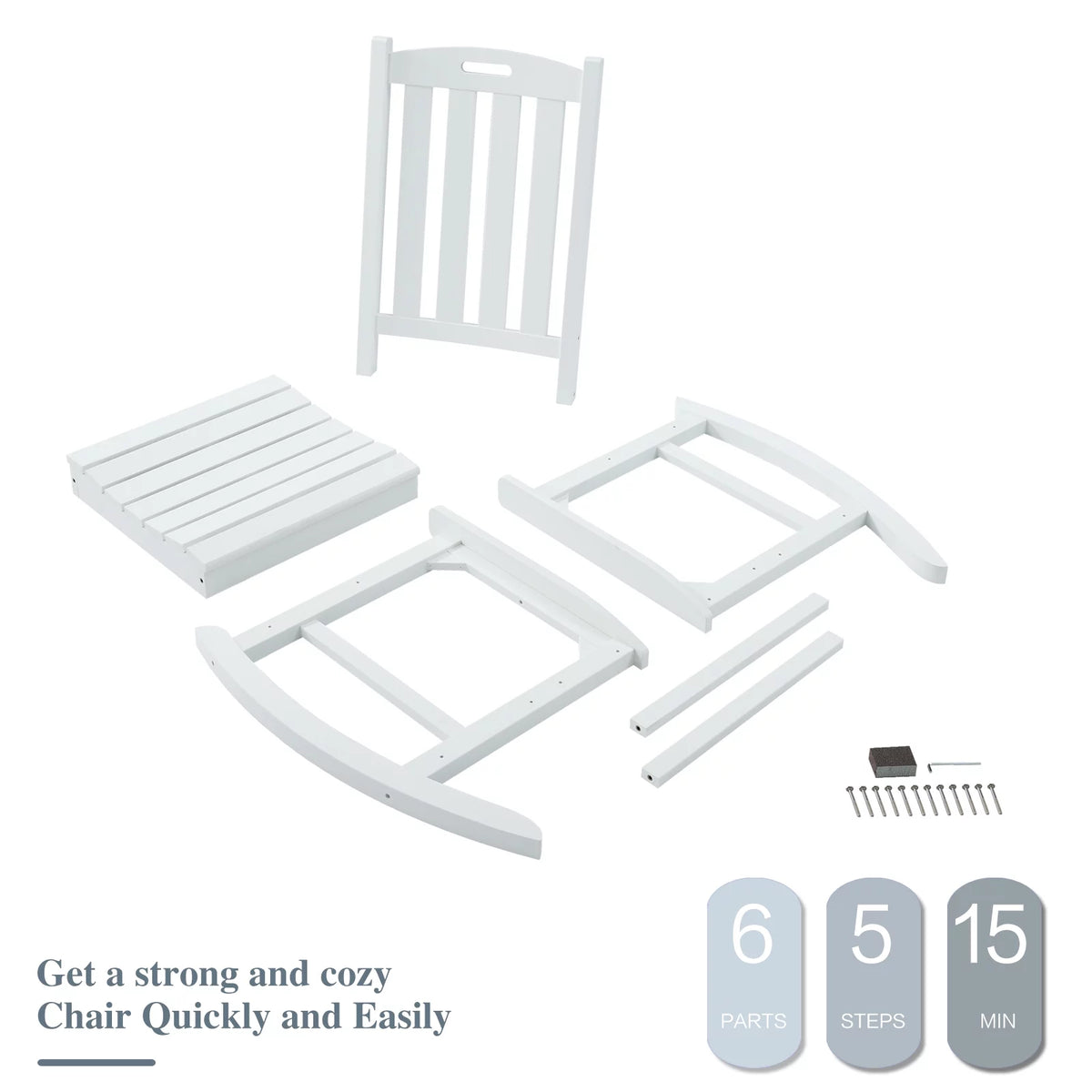White Poly Lumber Rocking Chair with High Back M159