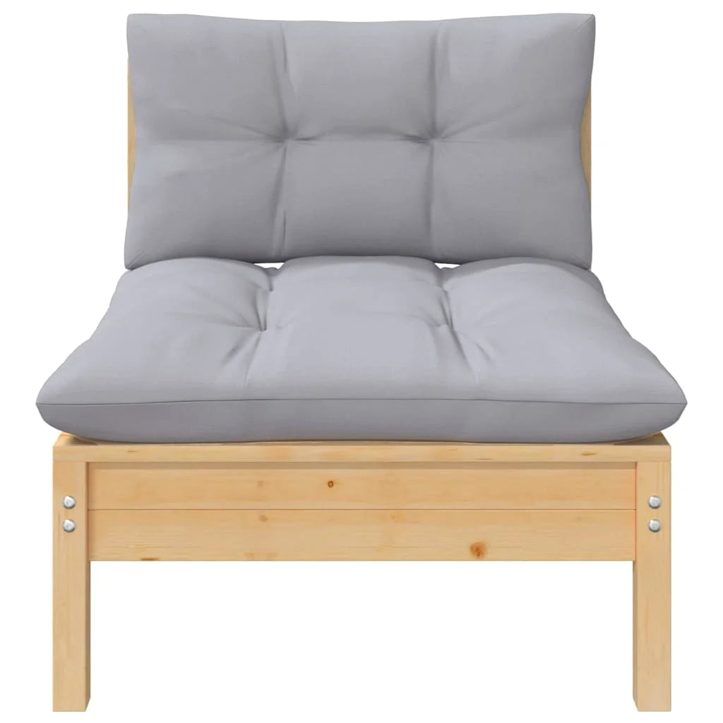 Gray Cushions Solid Pinewood Patio Sofa K639454