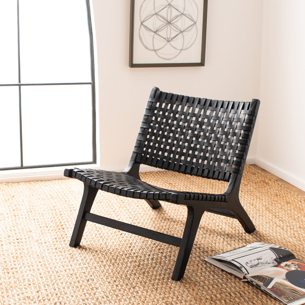 Black Leather Accent Chair W1988