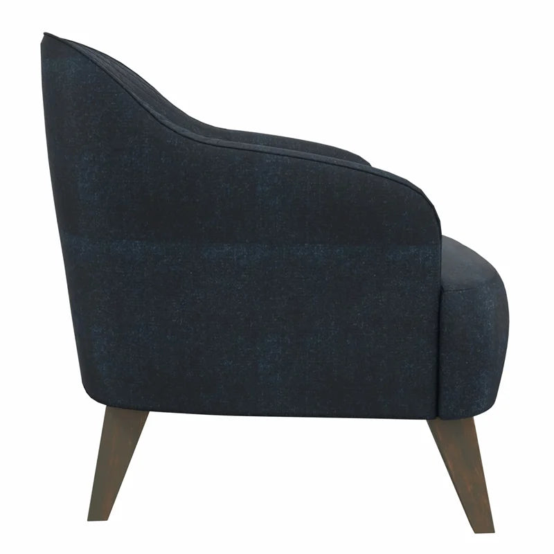 Navy Fabric & Wood Armchair Y4212