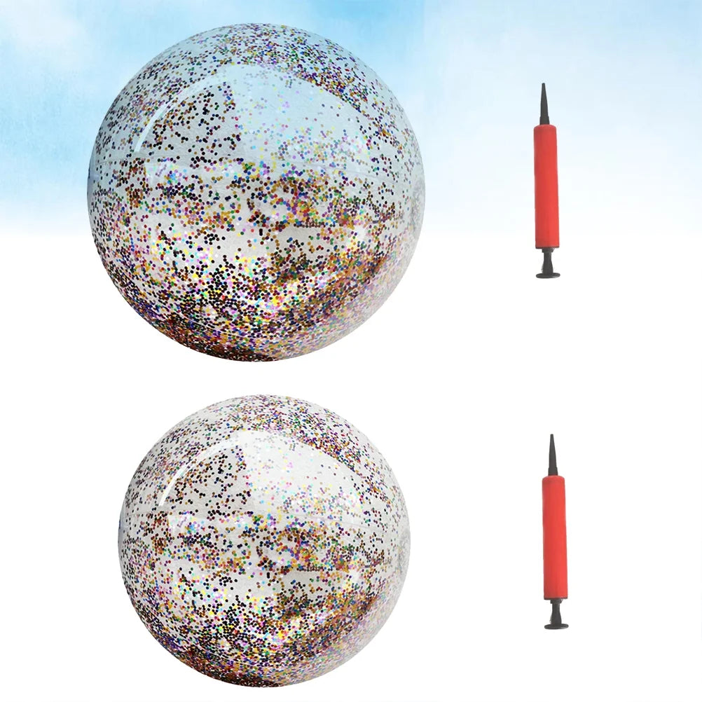 4pcs Glitter Sequin PVC Inflatable Beach Balls with Pumps F291