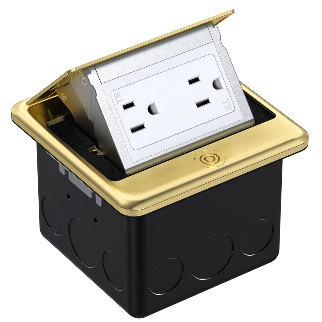 Brushed Nickel Pop Up Floor Outlet Box with Tamper-Resistant Receptacle, Pack of 2 U3949