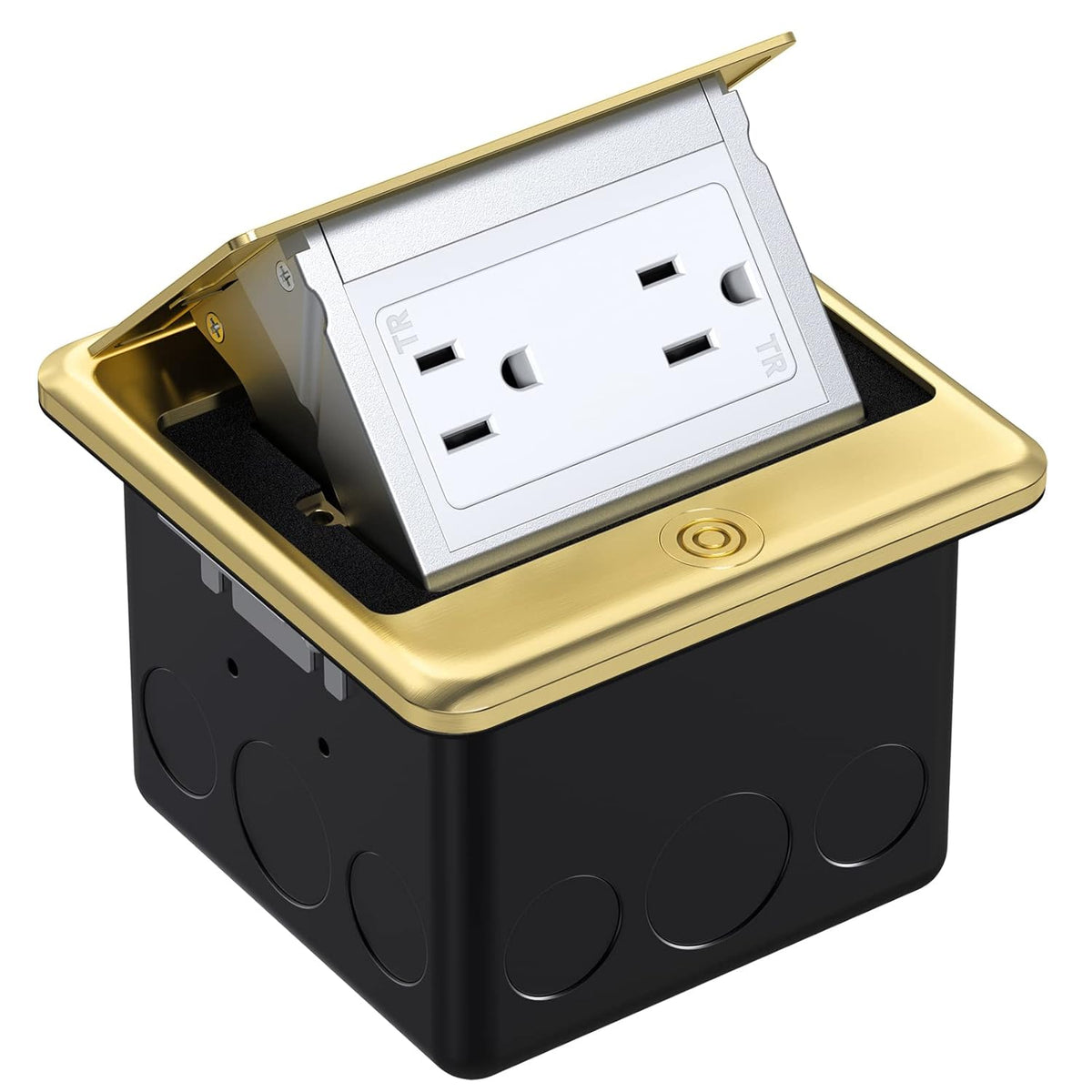 Brushed Nickel Pop Up Floor Outlet Box with Tamper-Resistant Receptacle, Pack of 2 U3949