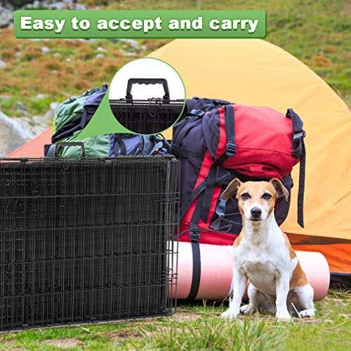 48 inch Large Dog Crate Metal Wire Double-Door Folding Pet Cage with Plastic Tray I958528
