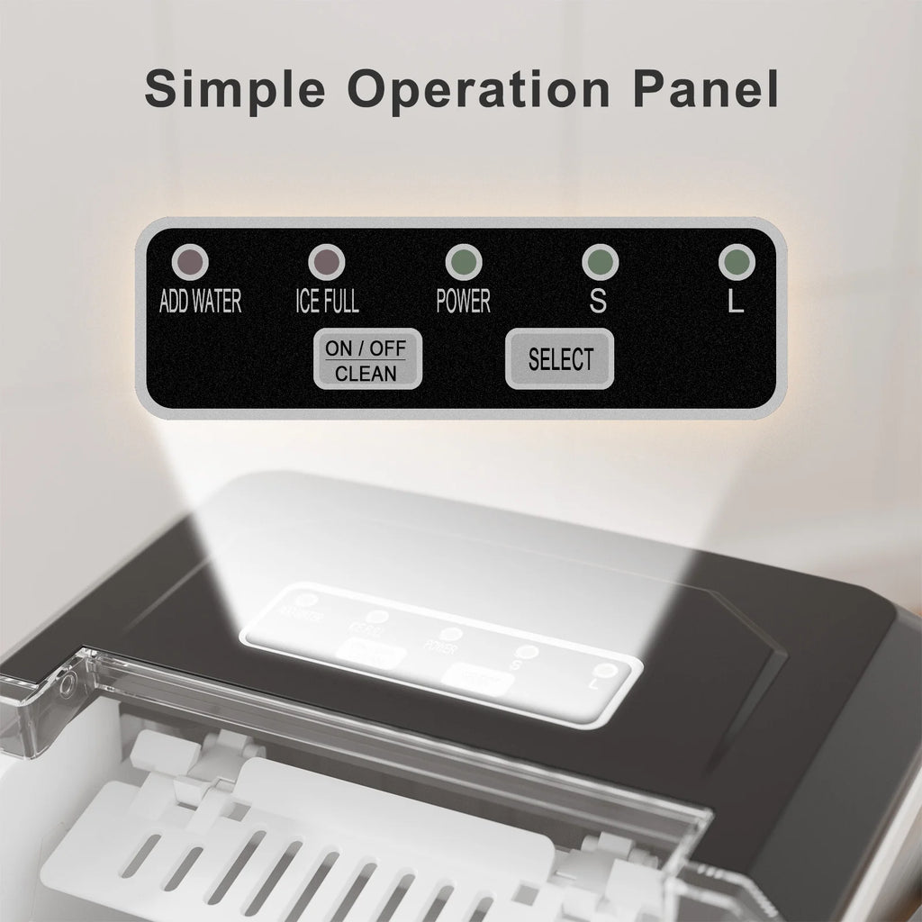 Countertop Ice Maker Machine with Handle, 9pcs/6min, 26lbs/24h, Silver K36812