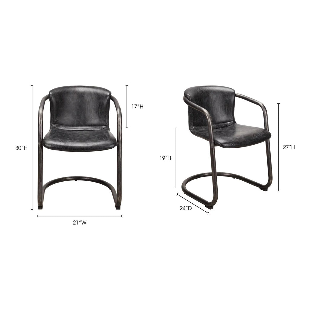Onyx Black Leather Dining Chair Set Of Two E53457