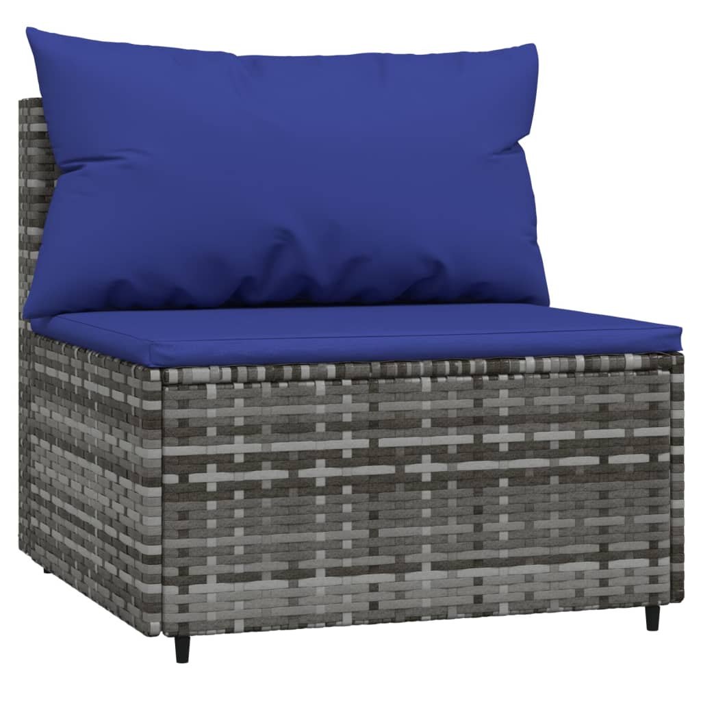 Gray Poly Rattan Patio Sofa with Cushions E2142