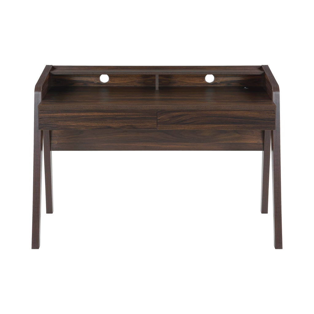 Walnut Writing Desk with Outlet I730834