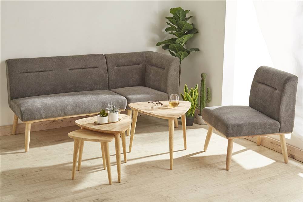 Mid Century All Wood Sectional 1 Seater Sofa D462