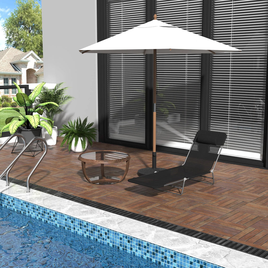 Folding Chaise Lounge Pool Chairs with Pillow, Steel Frame & Breathable Mesh, Black H7056