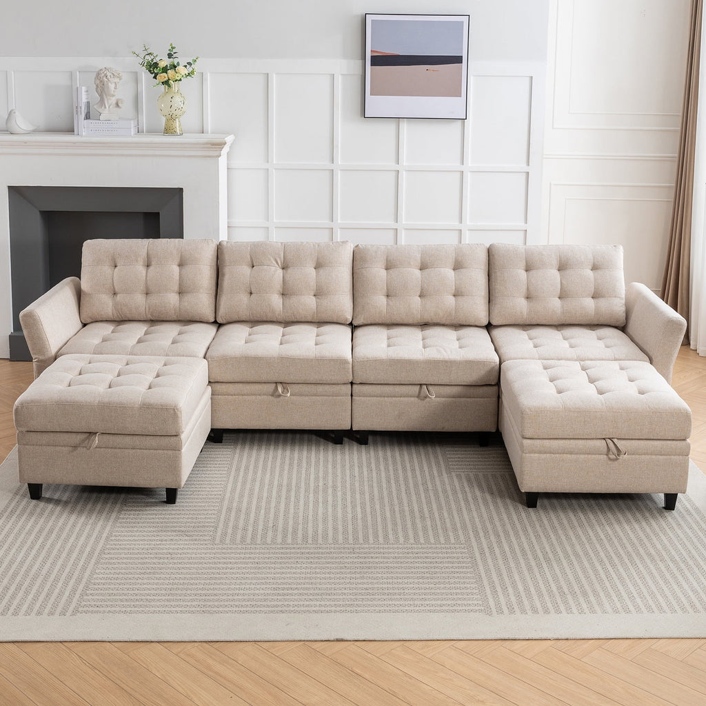 U/L Shaped Sectional Sofa Set with Storage Ottoman O3161