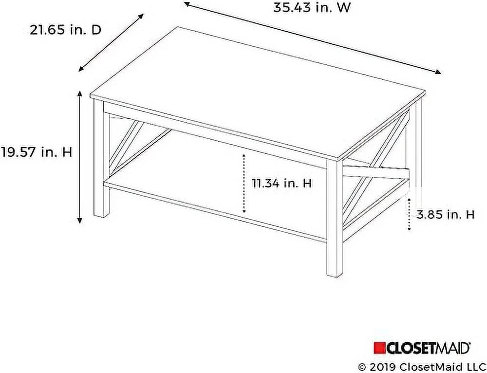 White Wood Coffee Table with Shelf F75650
