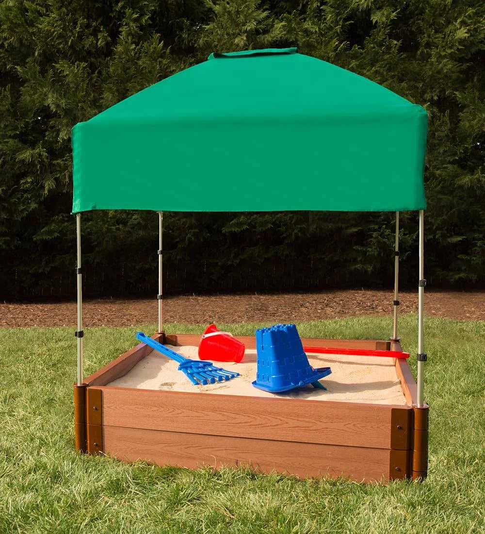 4 ft. x 4 ft. x 11 in. Square Sandbox Composite with Telescoping Canopy/Cover X443