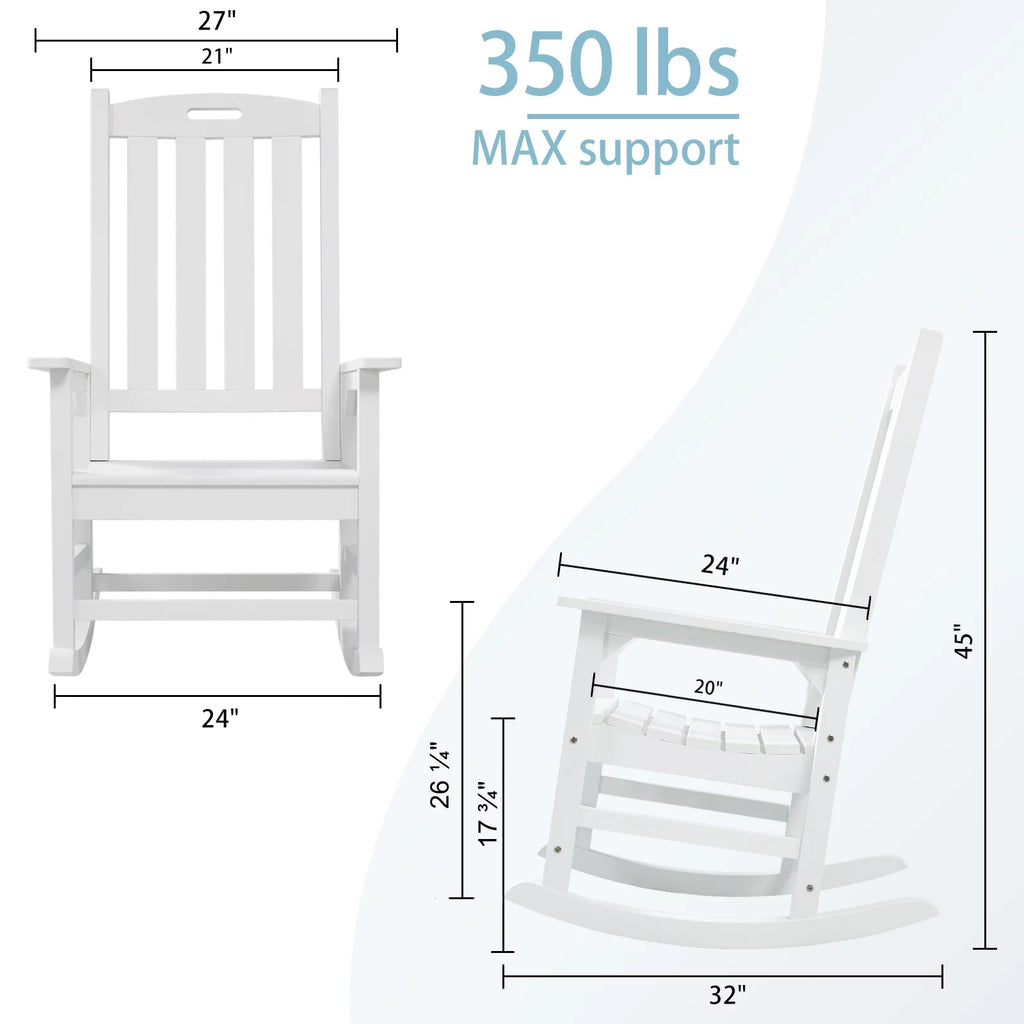 White Poly Lumber Rocking Chair with High Back M159
