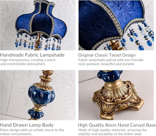 Fabric Lampshade Antique Varnished Resin Table Lamp K81985