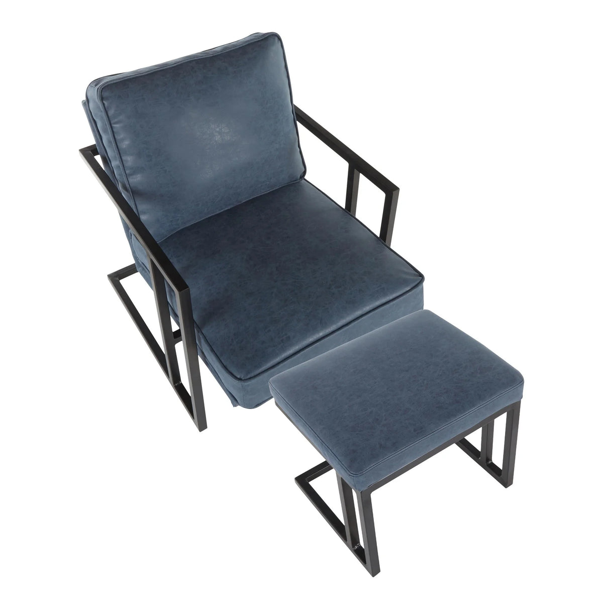 Black/Blue Lounge Chair And Ottoman Set T873921