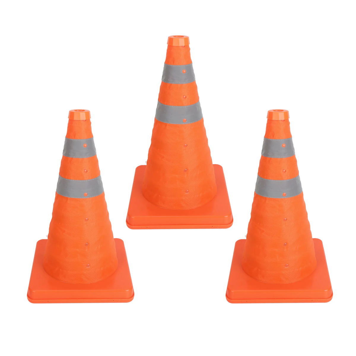 Collapsible Reflective Emergency Safety Cone 3 Pack Plastic S3364