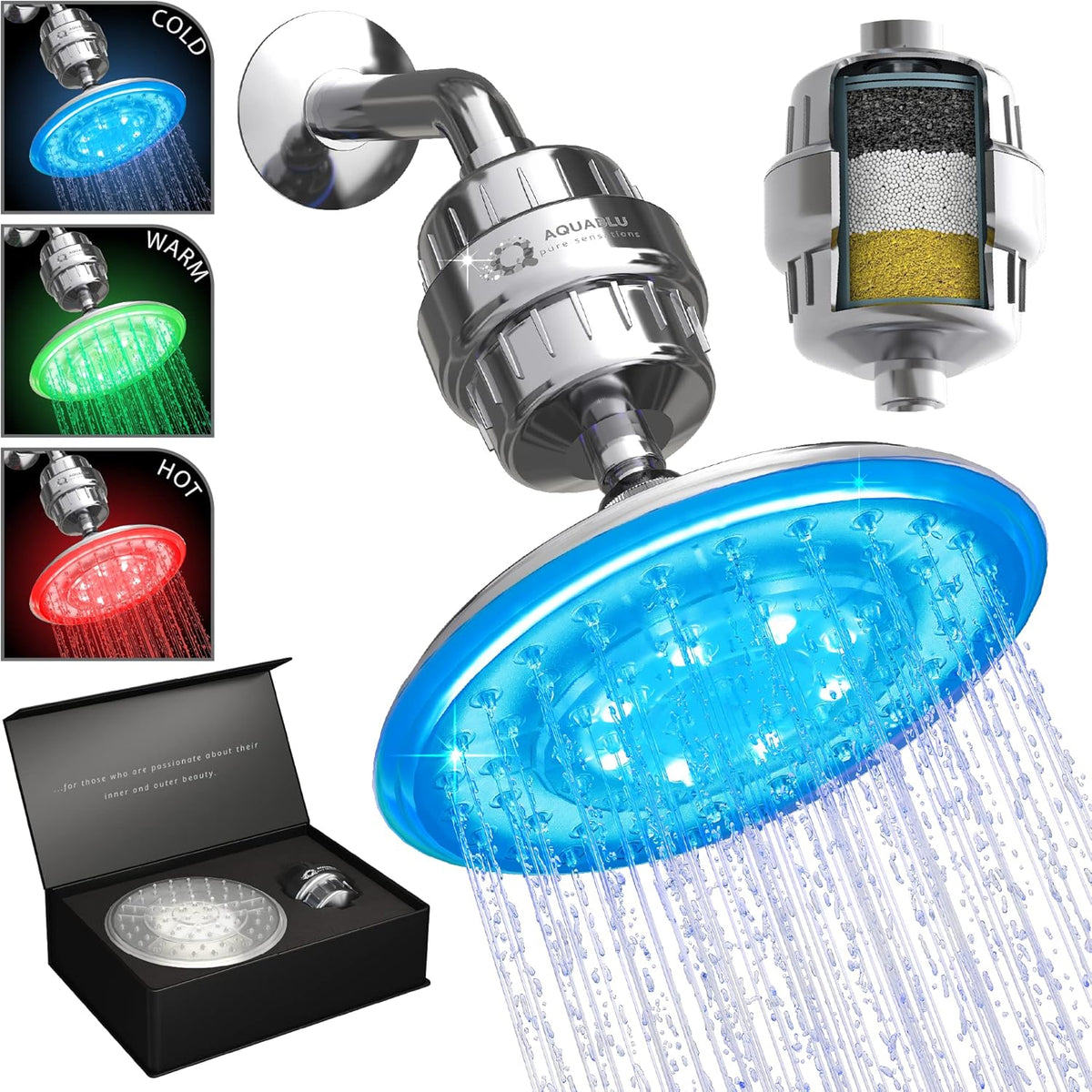 Large 8" LED Shower Head with Filter, Pack of 2 L897605