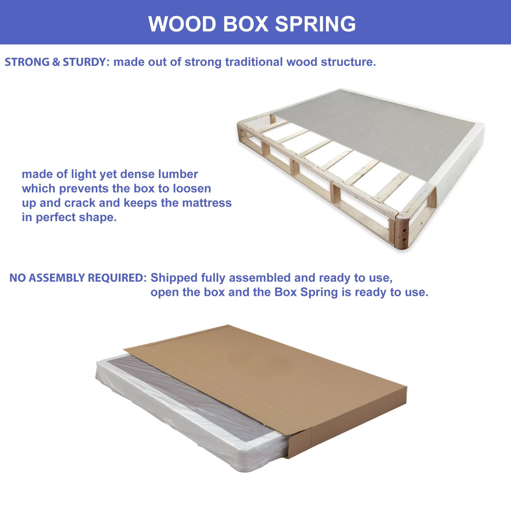 4" Split Fully Assembled Wood Box Spring, Full, White L81576
