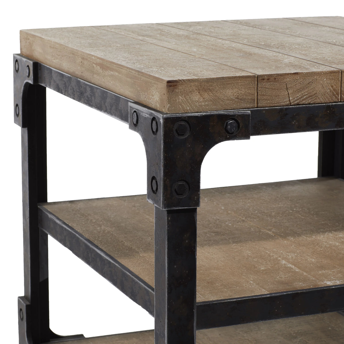 24" x 26" Brown Wood 2 Shelves Accent Table T53124
