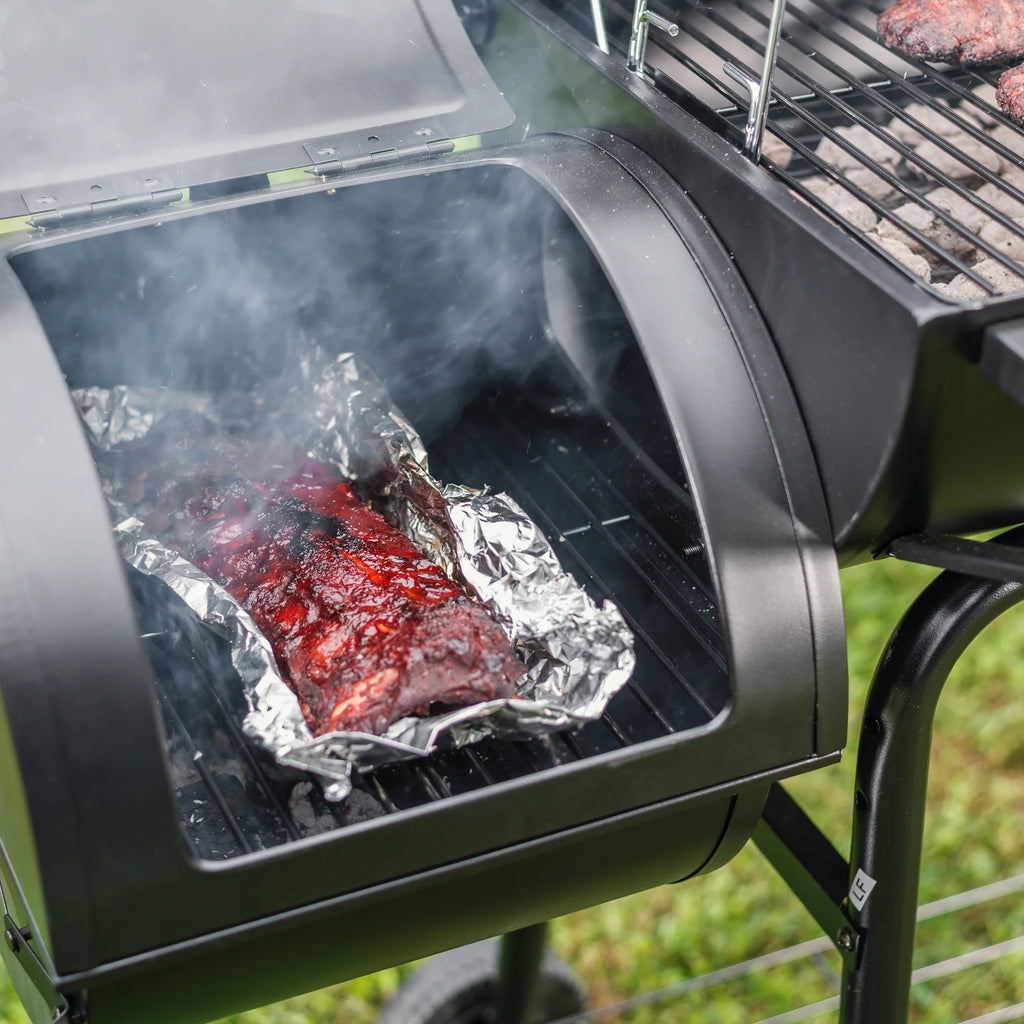 Steel Charcoal Grill with Offset Smoker D451