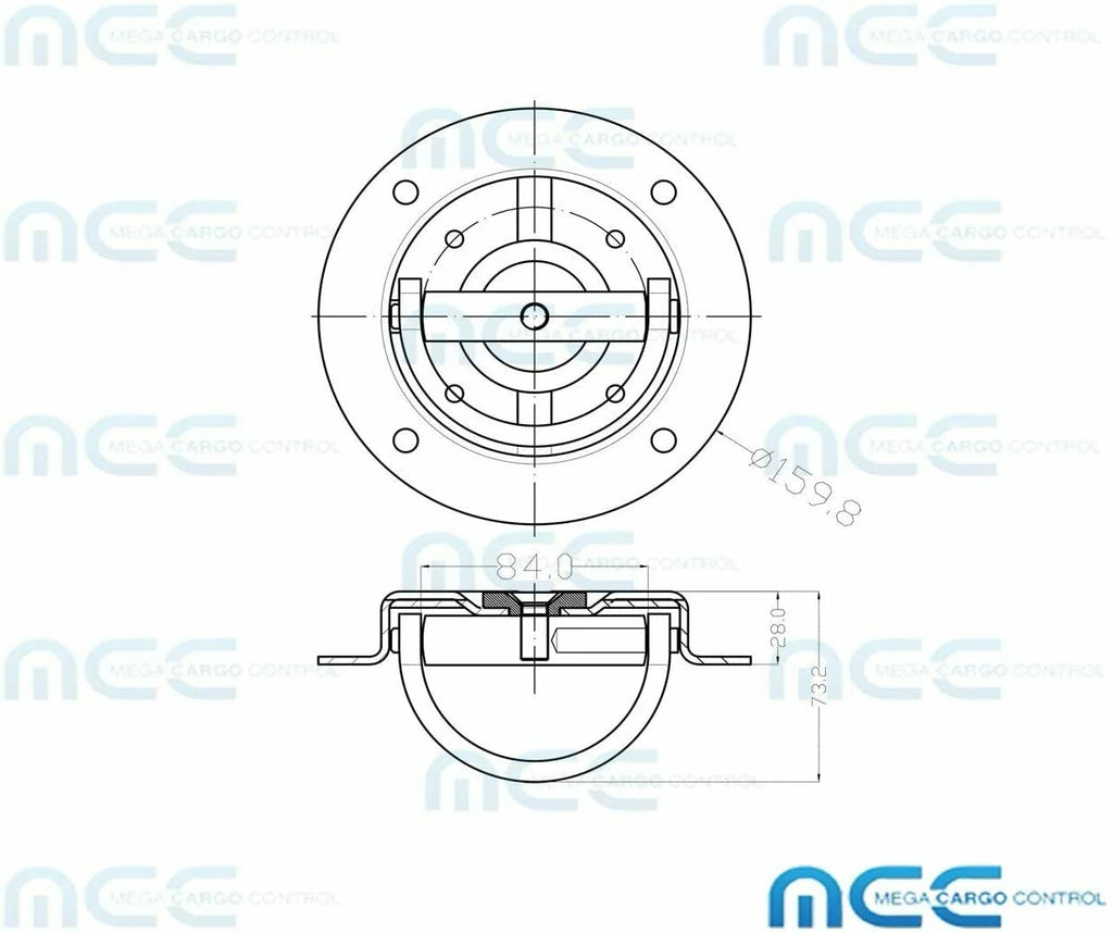 Rotated Floor Mount Round Tie-Down D Ring 2-Pack P75455