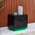 White High Gloss Bedside Table with 2 Storage Drawers and LED Lights M866