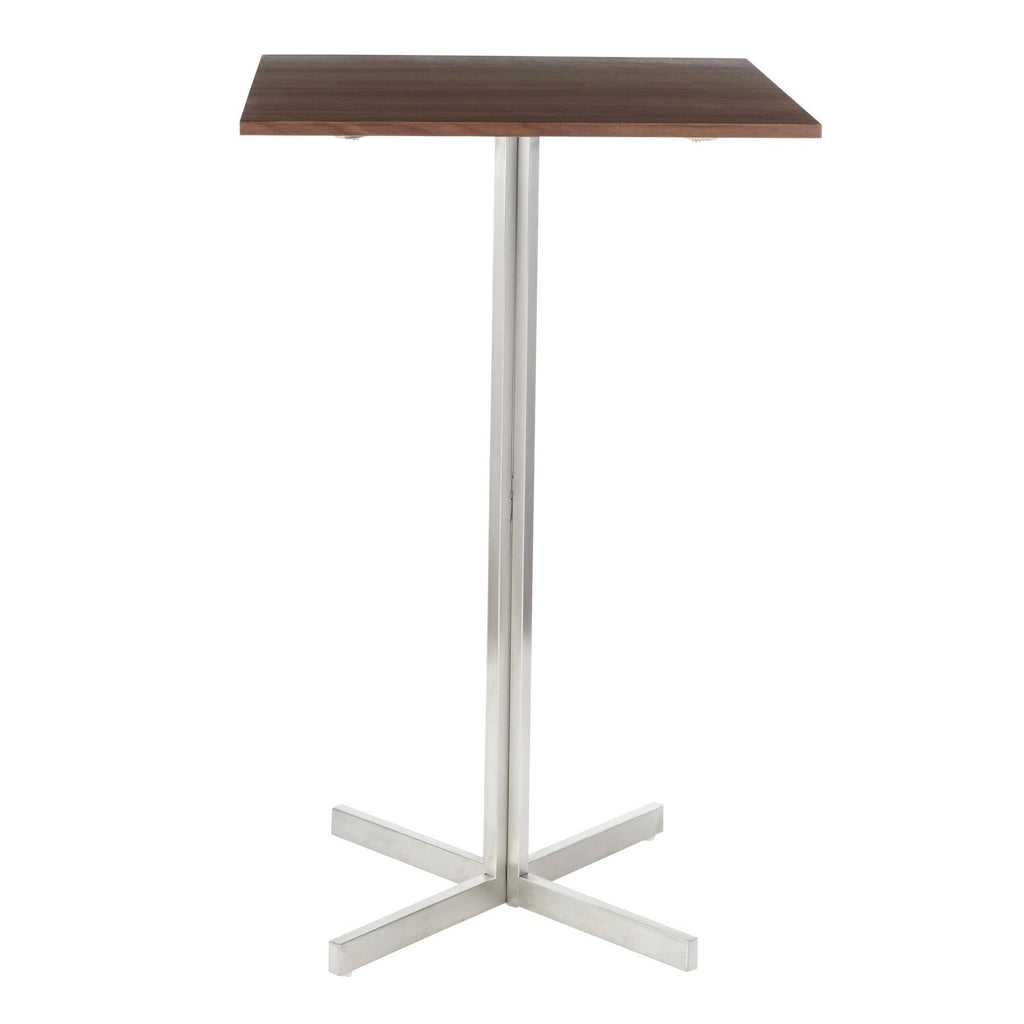 Square Bar Table Stainless Steel Clear Glass Top J4662