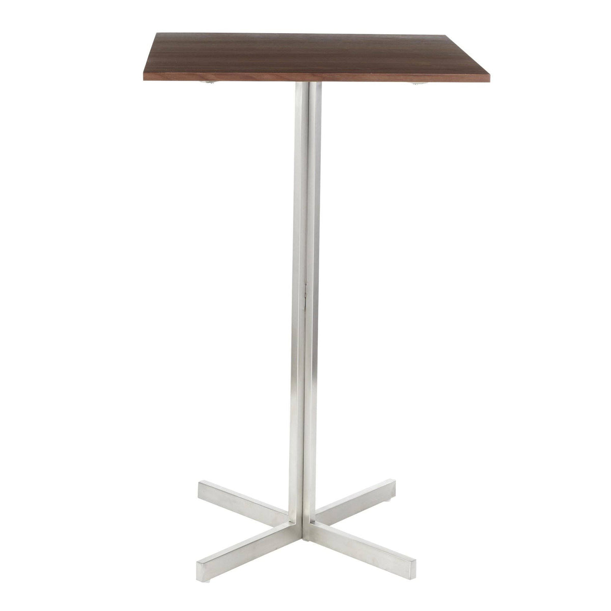 Square Bar Table Stainless Steel Clear Glass Top J4662