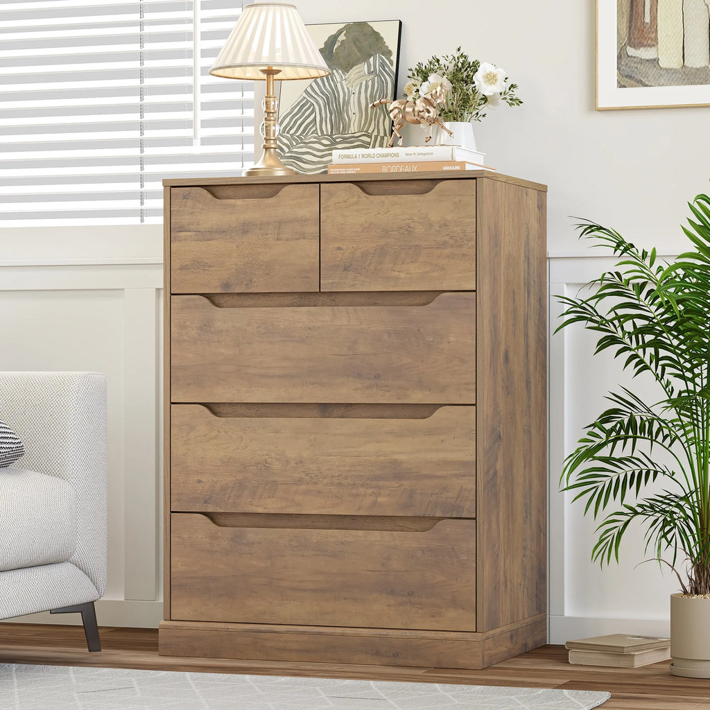 White 5 Drawer Wood Dresser V3627